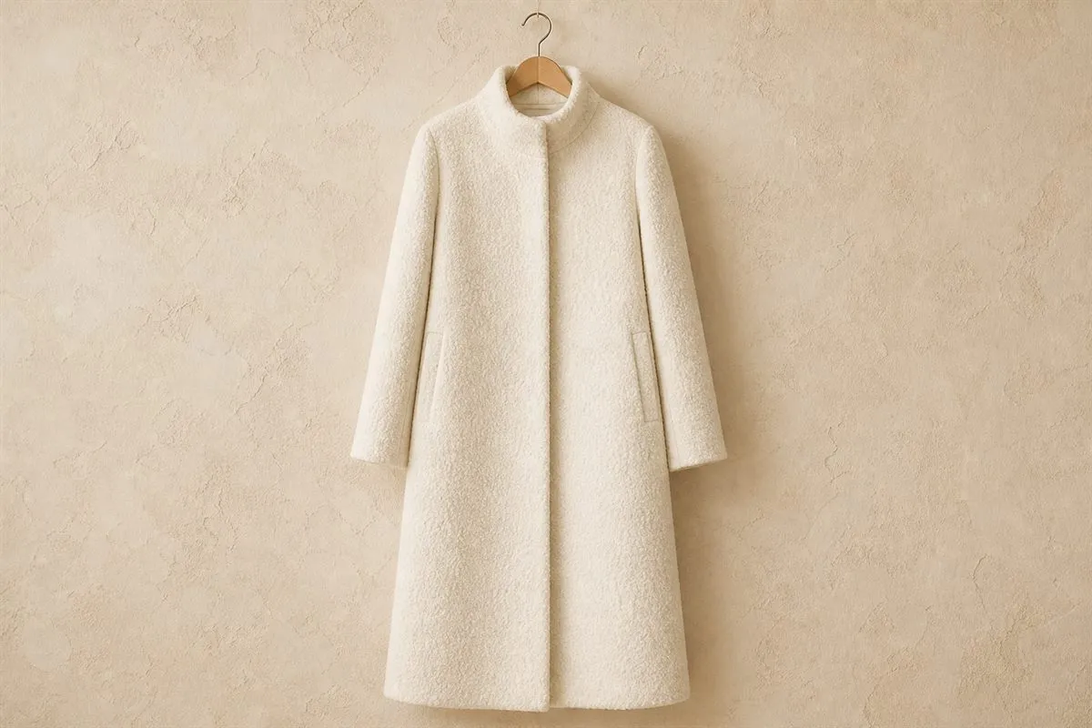 Long Boucle Wool Coat